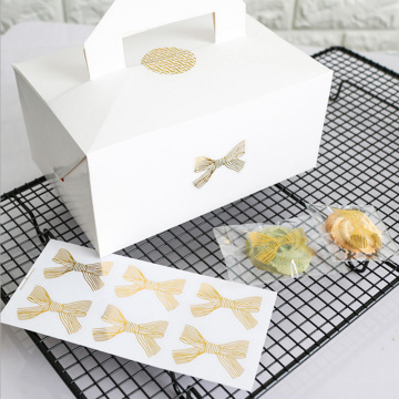 60Pcs/lot Cute Golden Big Bow Sticker Gold Handmade Adhesive Cake Sweet Candy Packaging Sealing Label Sticker Gift Stationery