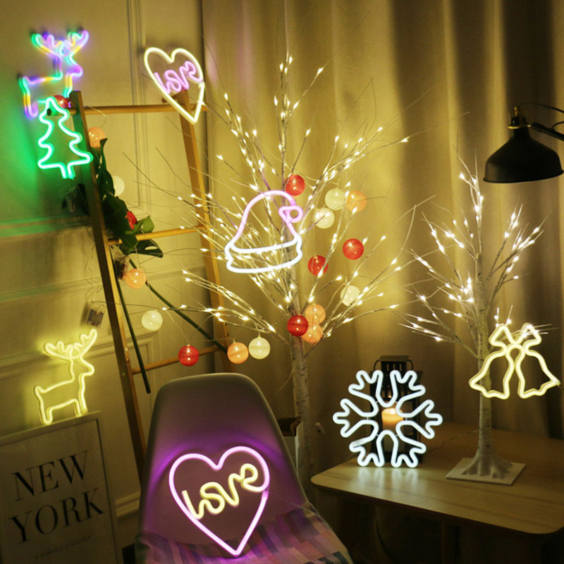 Christmas LED Neon Sign Lights Dinosaur Dream Wall Lamp for Indoor Christmas Wedding Party Decoration Night Light Xmas Gift
