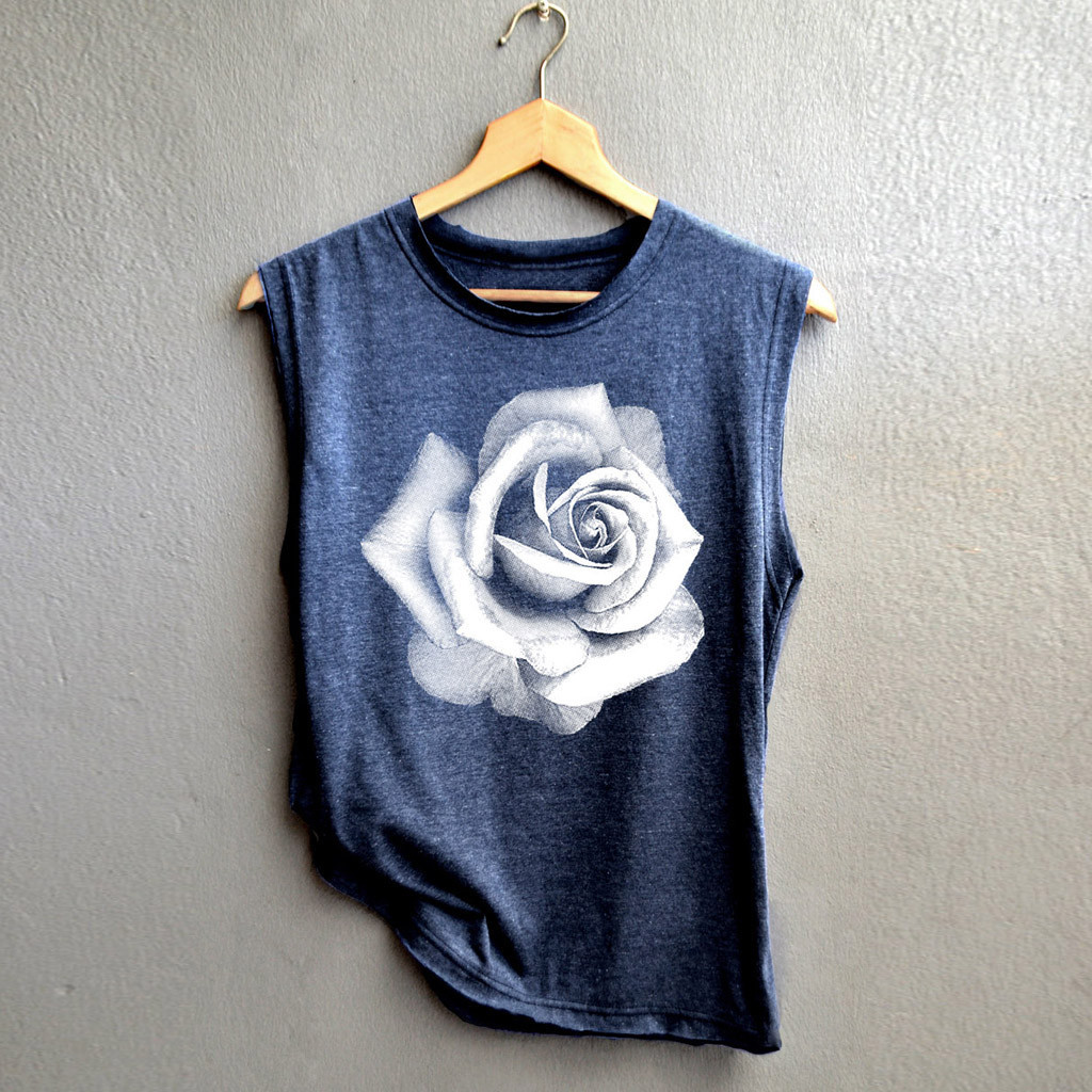 Women Tank Top Summer Sleeveless O-Neck Rose Printed Casual Loose Vest Comfortable Top Debardeur Femme #T20