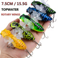 New Whopper Cicadas Popper 7.5cm/15g Topwater Fishing Lure Artificial Bait Hard Plopper Plastic Rotary Wings Fishing Tackle Geer
