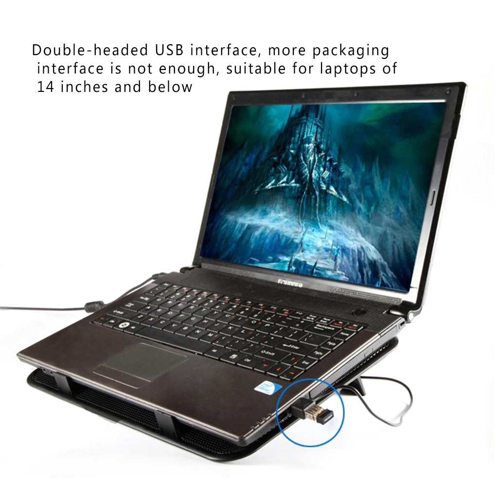 New Arrival 14 inch Notebook Cooler 5v Dual Fan USB External Laptop Cooling Pad Slim Stand High Speed Silent Metal Panel Fan