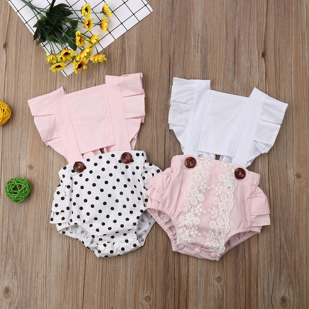 Newborn Baby Girl Dot Bodysuit Cute Newborn Baby Boy Clothing Set Backless Splice Jumpsuit Outfits Summer Sunsuit 3-24 Months