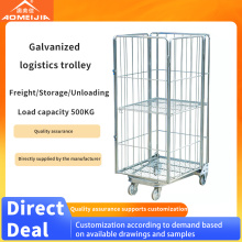 Galvanized 4-door large grid logistics trolley