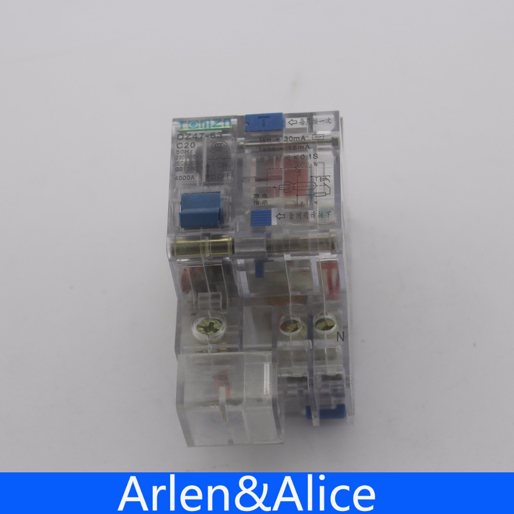 Transparent 1P+N 25A 230V~ 50HZ/60HZ Residual current Circuit breaker with over current and Leakage protection RCBO