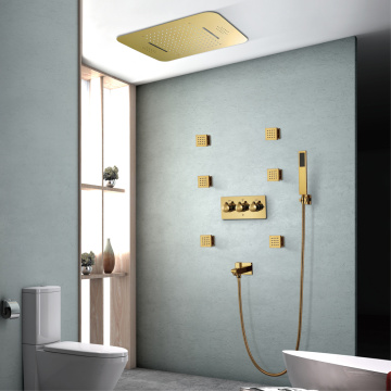 Bathroom Smart Music Shower Sets Rainfall Waterfall Showerhead Contemporary LED Shower Set Gold Color