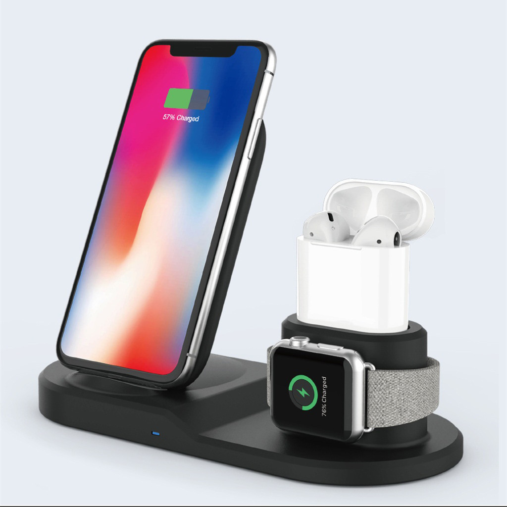 Fast Wireless Charging Docking Station 3 in 1 Qi Fast Wireless Charger Pad for i Watch 4/3/2/1,iPhone Xs Apple Airpod 2