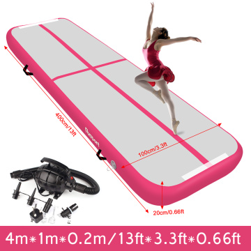 20cm Thick Pink 4m*1m*0.2m Inflatable Air Track Tumbling Gymnastic Mat Floor Home Training Yoga,Safty mat,Tumbling, Home Floor