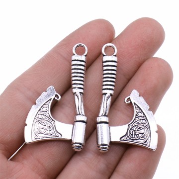 WYSIWYG 2pcs/lot Charms Ax DIY Jewelry Findings Antique Silver Color 24x43mm Ax Charms