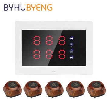 BYHUBYENG Wireless Calling Bell System Host LED Display Receiver Pagers Restaurant Paging Equipment Number Queue Ticket