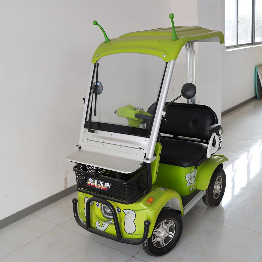 Four wheeled elderly mobility vehicle