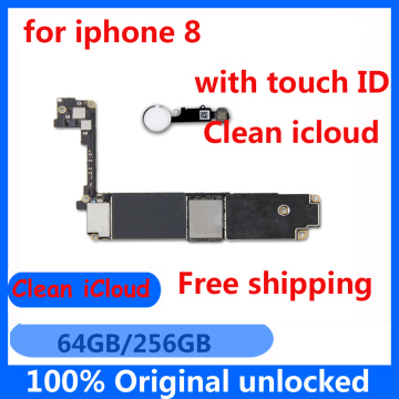 Motherboard for iphone8 64GB 256GB original High quality tested Factory Unlocked with / without touch ID for iphone8 logic board