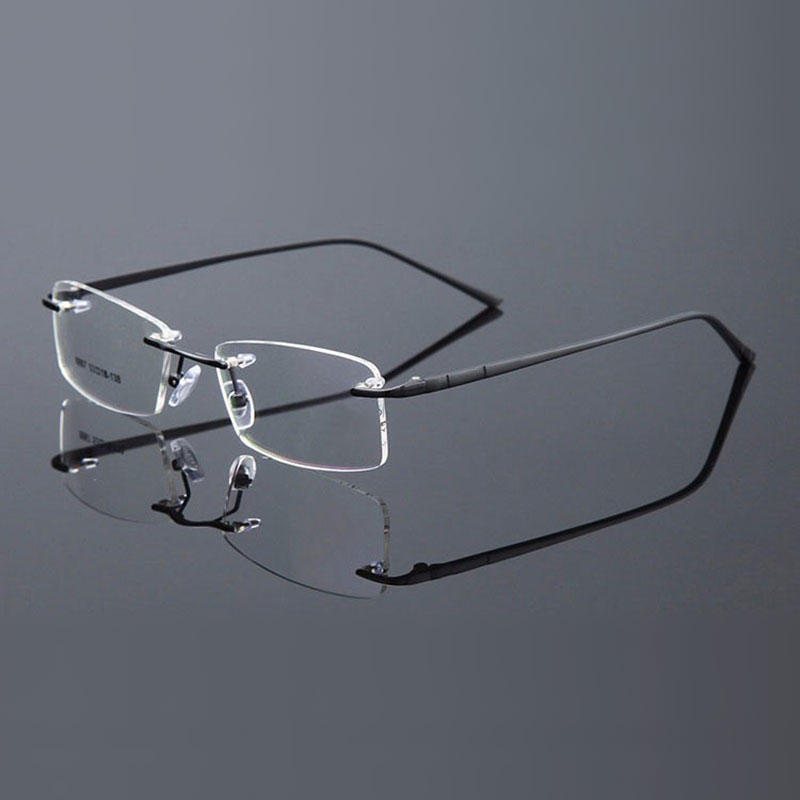 Reven Jate Rimless Eyeglasses Alloy Metal Frame Eye Glasses Optical Spectacles Prescription Eyewear Lenses Shape Customized