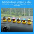 Lovely Lucky Duck Car Ornament Creative Decoration Car Dashboard Toys With Helmet And Chain Funny Car Accessories