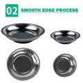 Circle Stainless Steel Magnetic Parts Bowl Tool Tray Nuts Bolts Screws Part Tray Magnetic Parts Plate Silver