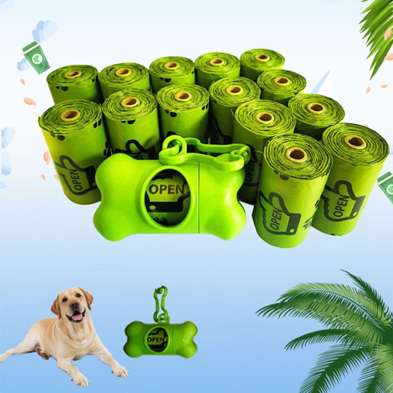 Pet Poop Bag Eco-Friendly Biodegradable Puppy Dog Travel Waste Scooper Dispenser