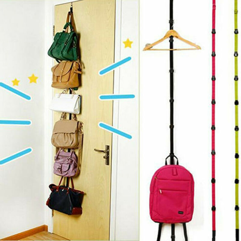 Fashion Over Door Straps Hanger 8 Hooks Adjustable Cap Hat Bag Clothes Coat Rack Organizer Holder Rack Home Storage Organization