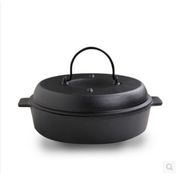 Flat bottom cast iron thermal cooker old manual pan multifunctional electromagnetic oven pot roasted sweet potato dry baked 22cm
