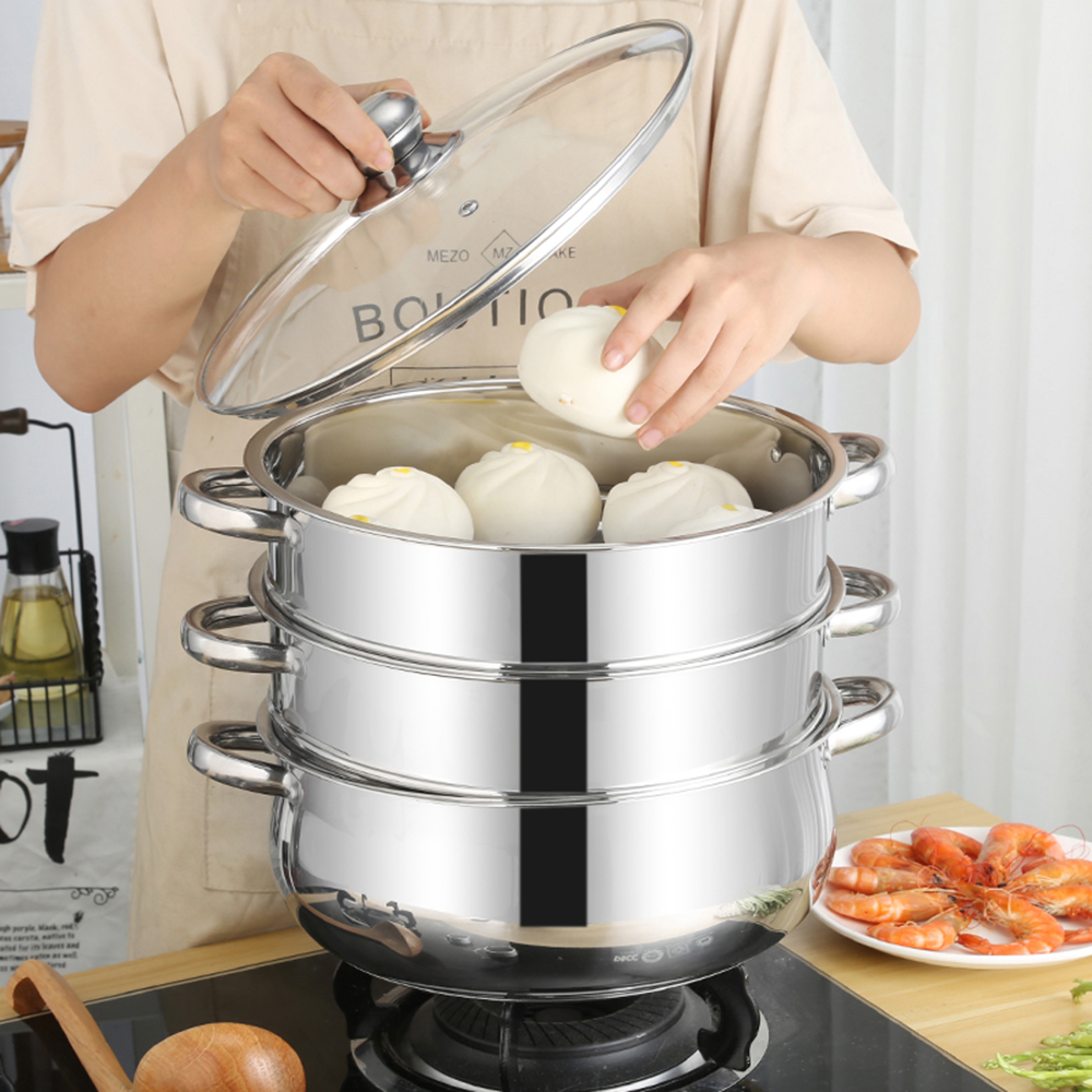 Double Boilers 304 Stainless Steel Pot Steamer Pot Soup Cooking Pot Induction Cooker Steamed Bread Steamed Stuffed Bun Kitchen