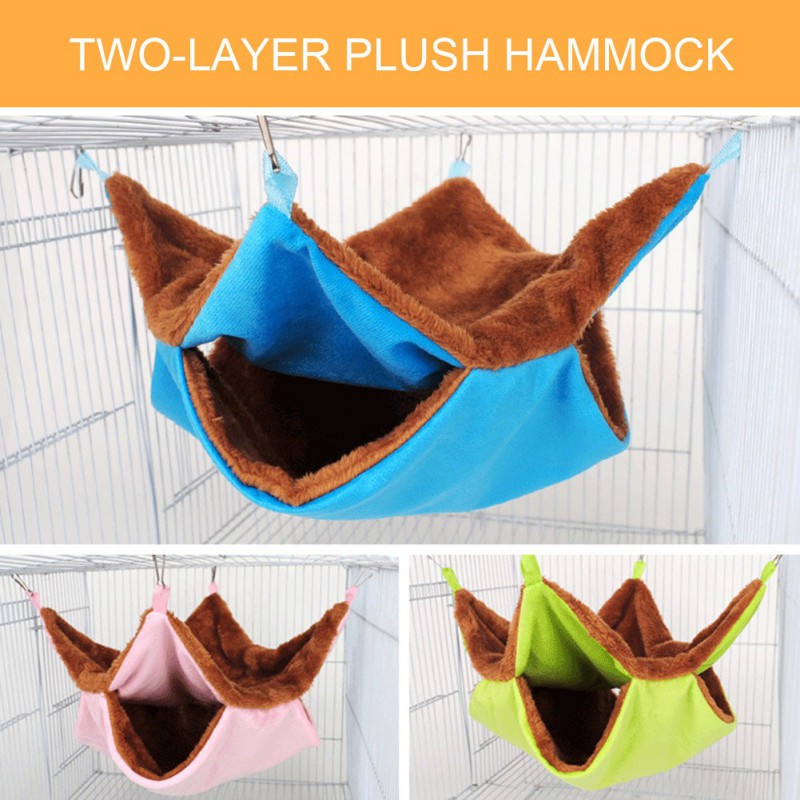 Plush Hamster Hammock Hanging Double Thick Plush Warm Sleeping Bag Nest LargeHanging House For Ferret Rabbit Pet Bed LL