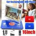 14 inch Portable DVD Player Rotatable Screen Multi Media DVD for Game TV Function Support MP3 MP4 VCD CD Player for Home and Car