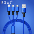 !ACCEZZ 3 in 1 Micro USB Type-C Lighting Charging Cables For iPhone 8 6s Plus X Xiaomi Samsung Universal Phone Charge Cable 1.2M