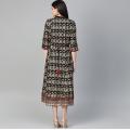 Pre-sale 2020 New India Fashion Woman Ethnic Styles Foil Print Dress Cotton India Elegent Lady Black Dress