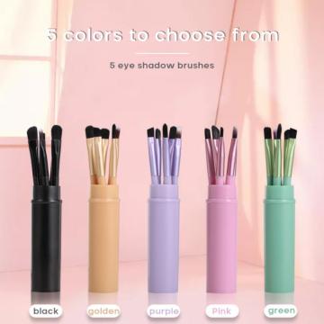 5Pcs Makeup Brushes Set Eye Shadow Blending Eyebrow Brushes Eye Lip Face Make Up Brush Kit With Cosmetic Bucket Beauty Tool