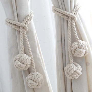 2pcs Handmade Cotton Hemp Knitted American Curtain Accessories Tied Rope Curtain Buckle Strap Room Curtains