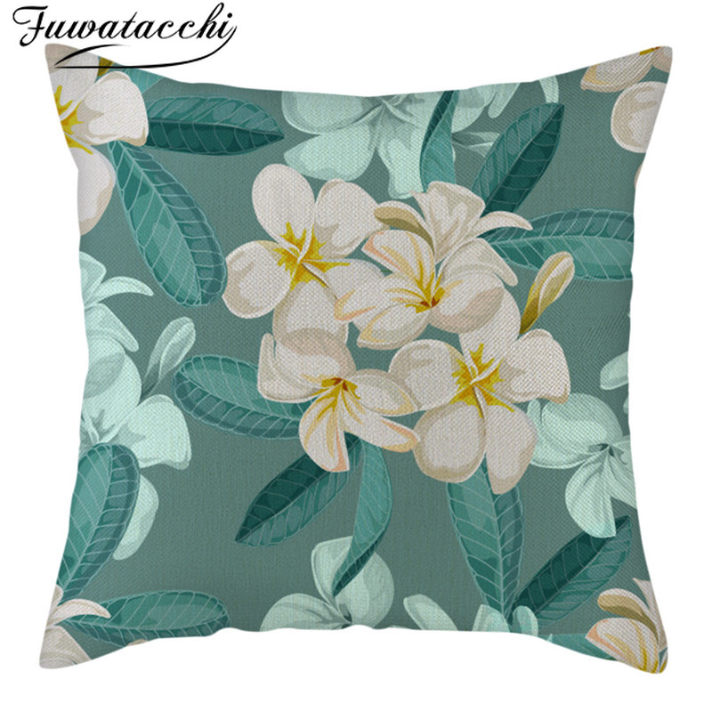 Fuwatacchi Flower Cushion Cover Peony Rose Cherry Blossom Throw Pillow Cover for Home Chair Sofa Decorative Pillows 45*45 Double