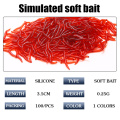 100PCS Soft Red Worm Fishing Lures Lifelike Fishy Smell Earthworm Fishing Takcle Lure 3.5cm Artificial Fishing Lure Accessories