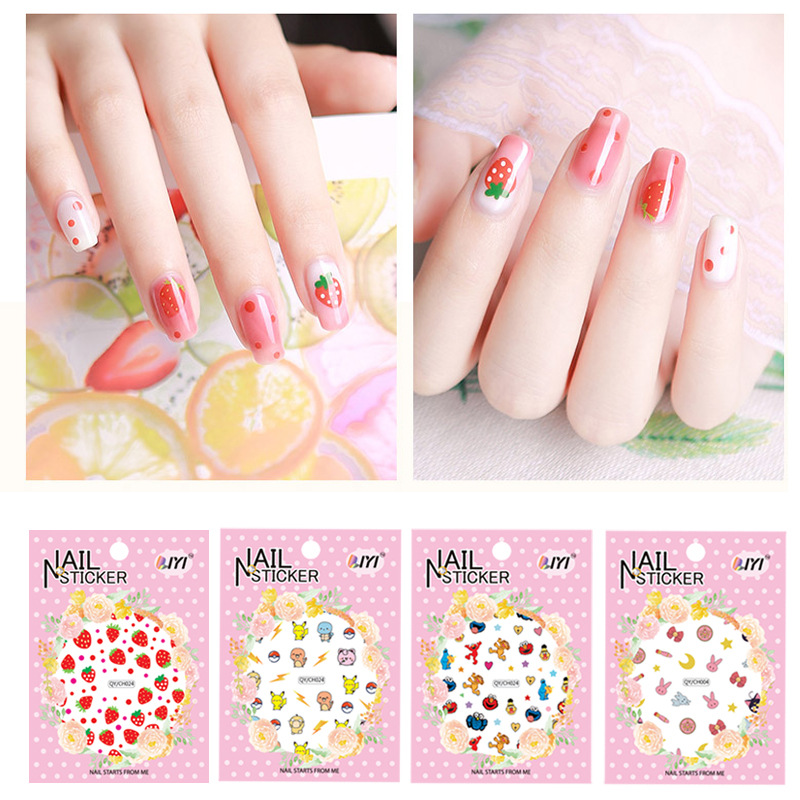 Cartoon characters plants animals forest flowers small fresh flowers 3D nail stickers Hyuna style nail patch waterproof