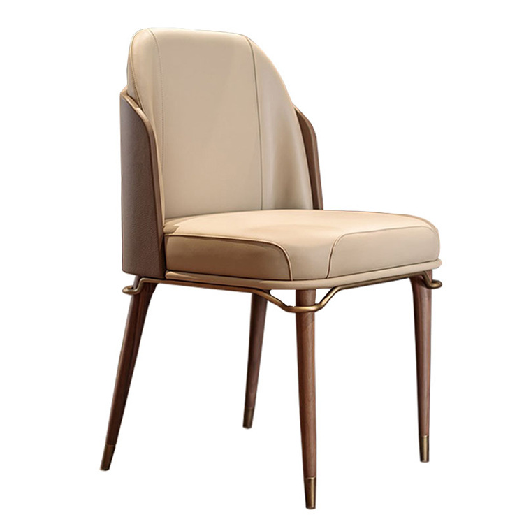 Designer Creative Luxury Hotel Dining Chair for Dining Room Home Restaurant Solid Wood Metal Soft Bag High Back Leisure Chair
