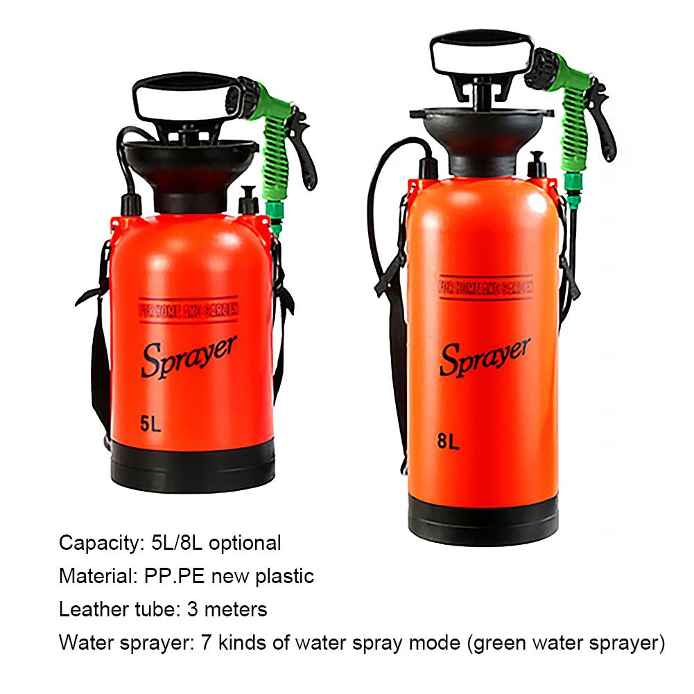 5L/8L Portable Outdoor Shower Camping Shower Multi-Function Bath Sprayer Watering Flowers Car Washing Small Sprayer