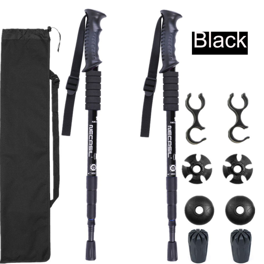 2pcs/lot walking stick Trekking poles telescopic baton nordic Aluminum ski camp pole crutches walking cane hiking accessories