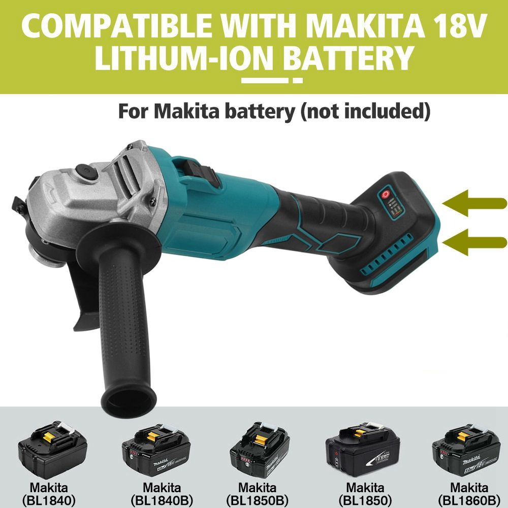 800W Brushless Cordless Impact Angle Grinder 100/125mm Variable Speed For Makita Battery DIY Power Tool Cutting Machine Polisher