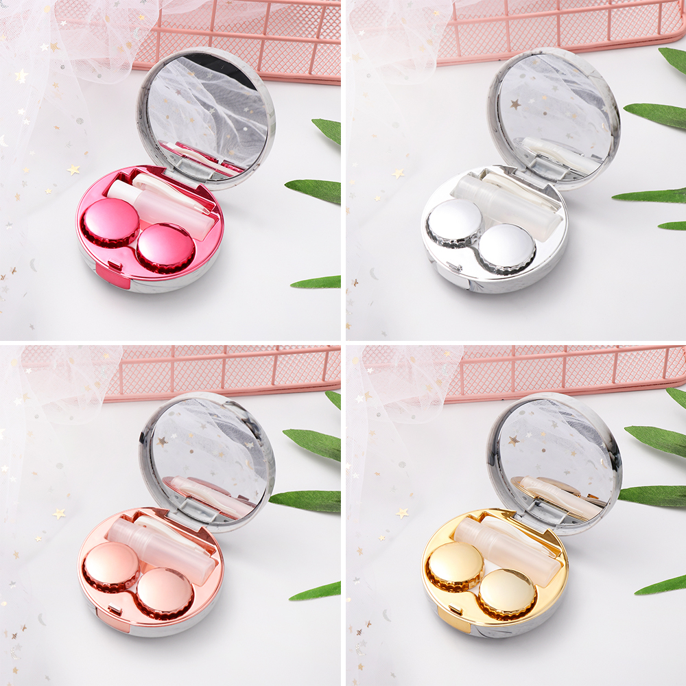 1 Set Unisex Cute Marble Stripe Contact Lens Case Travel Glasses Lenses Box Eyes Care Holder Container Eyewear Accessories Kit