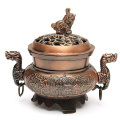 Alloy Incense Burner Double Dragon Style Hollow Cap Censer Cone Holder Decor Vintage Color Stylish Design Teahouse Ornament