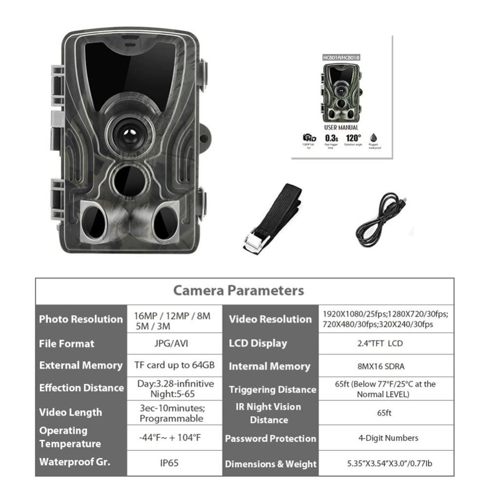 HC801A Hunting Camera 16MP Trail Camera Night Vision forest waterproof Wildlife Camera photo traps Camera Chasse Scouts