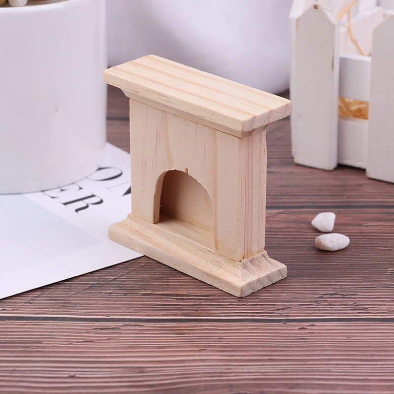 1:12 Scale DIY Wooden Handmade Miniature Fireplace Mini Doll Houses Toys Gift Dollhouse Decor Furniture Accessorie Kits