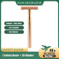 HAWARD Razor Golden Double Edge Safety Razor For Women Classic Manual Shaving Razor Eco Friendly Packaging 20 Shaving Blade