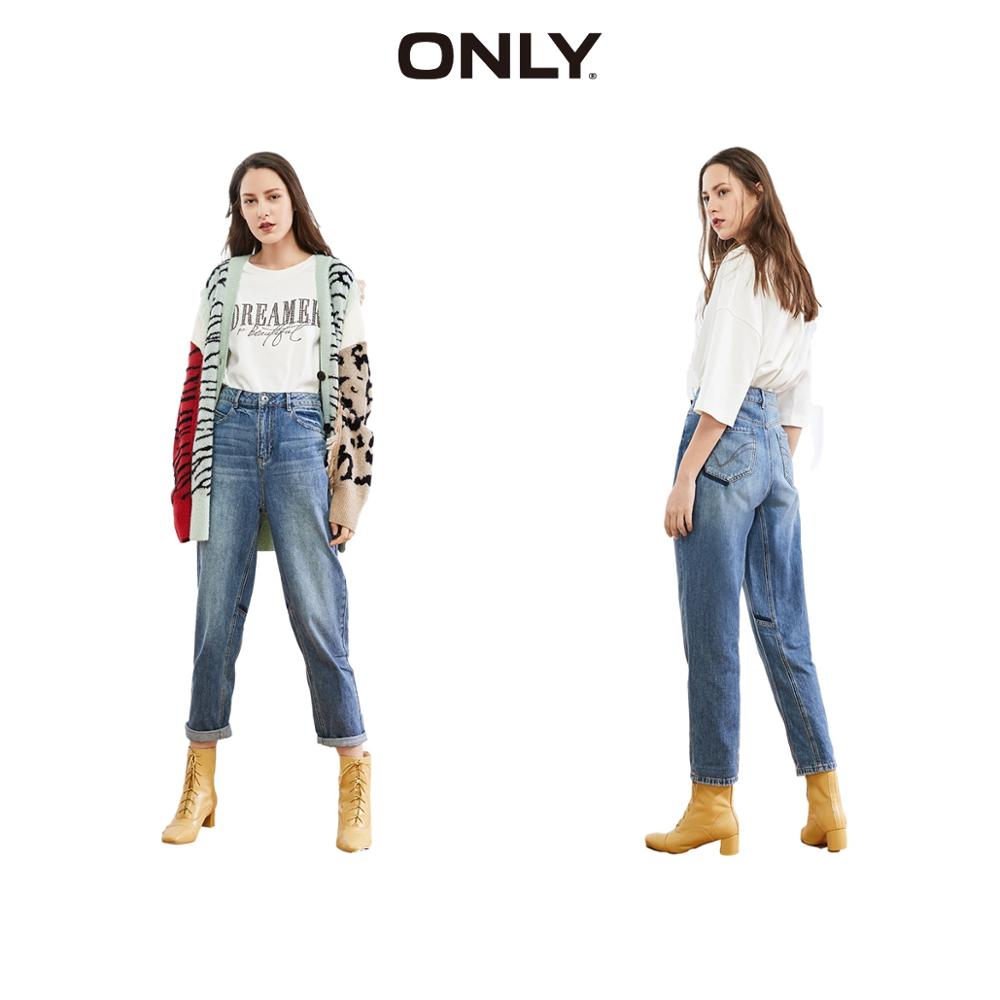 ONLY2020 Winter High Waist Loose Straight Nine Jeans BF Wind Female | 120149725