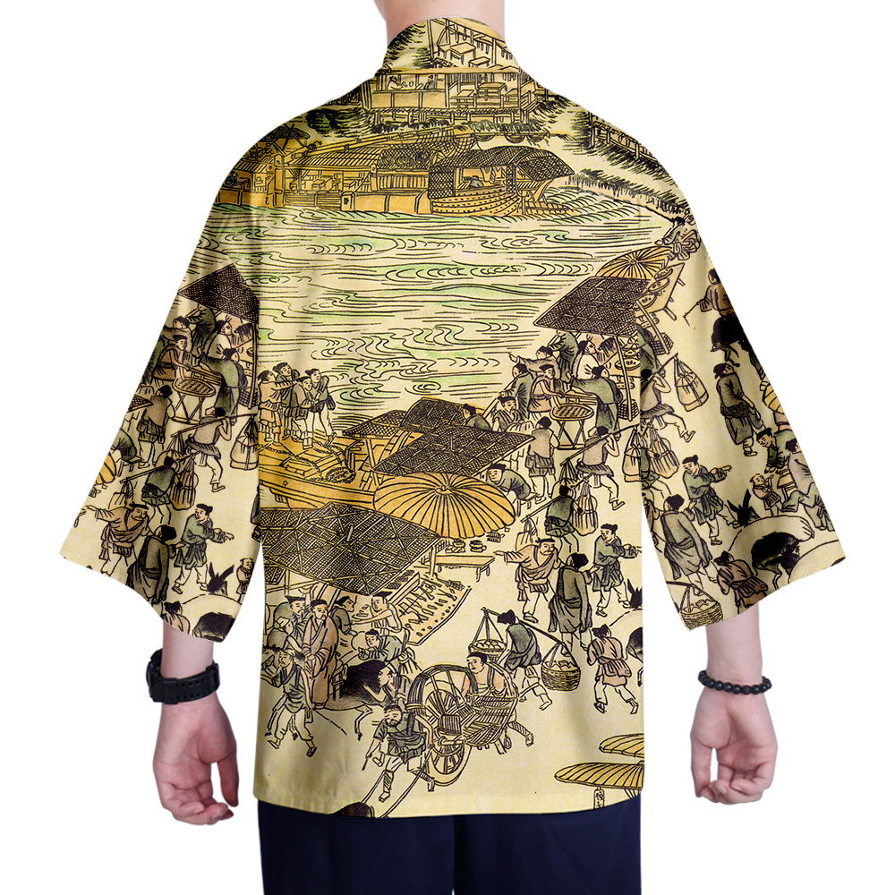 XXS-4XL Japanese kimono men cardigan shirt blouse yukata men haori obi clothes samurai clothing male kimono cardigan
