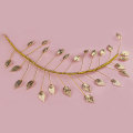 Sweet Handmade Bridal Wedding Hair Accessories Gold Metal Leaves Tiara Bride Headband Hairpins Hairband Forehead Hair Jewelry