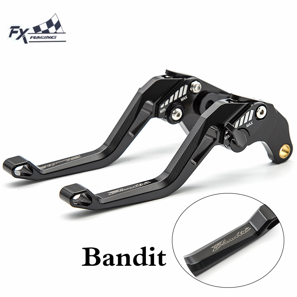 Logo Bandit Motorcycle Brake Clutch Lever Adjustable Aluminum Levers Handles + Grips For Suzuki GSF 650 GSF650 BANDIT 650 07-10