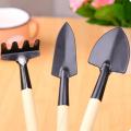 3pcs/Set Mini Gardening Tools Wood Handle Stainless Steel Potted Plants Shovel Rake Spade for Flowers Potted Plant
