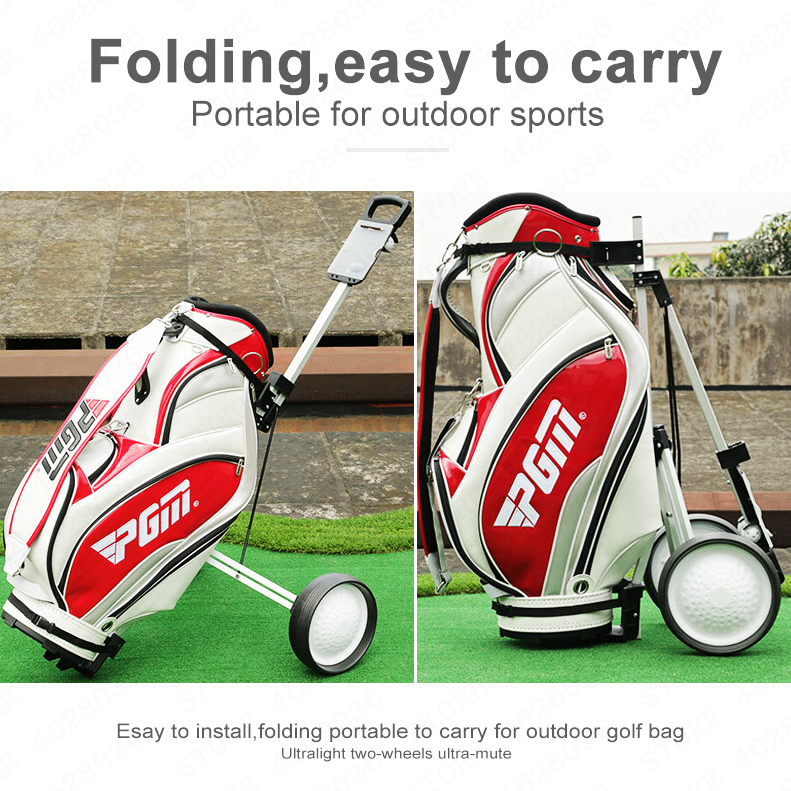 Folding 2-wheel Trolley for Golf Bag Professional Outdoor Golf Sport Training Cart Stroller Match Airport Luggage Check Carrier