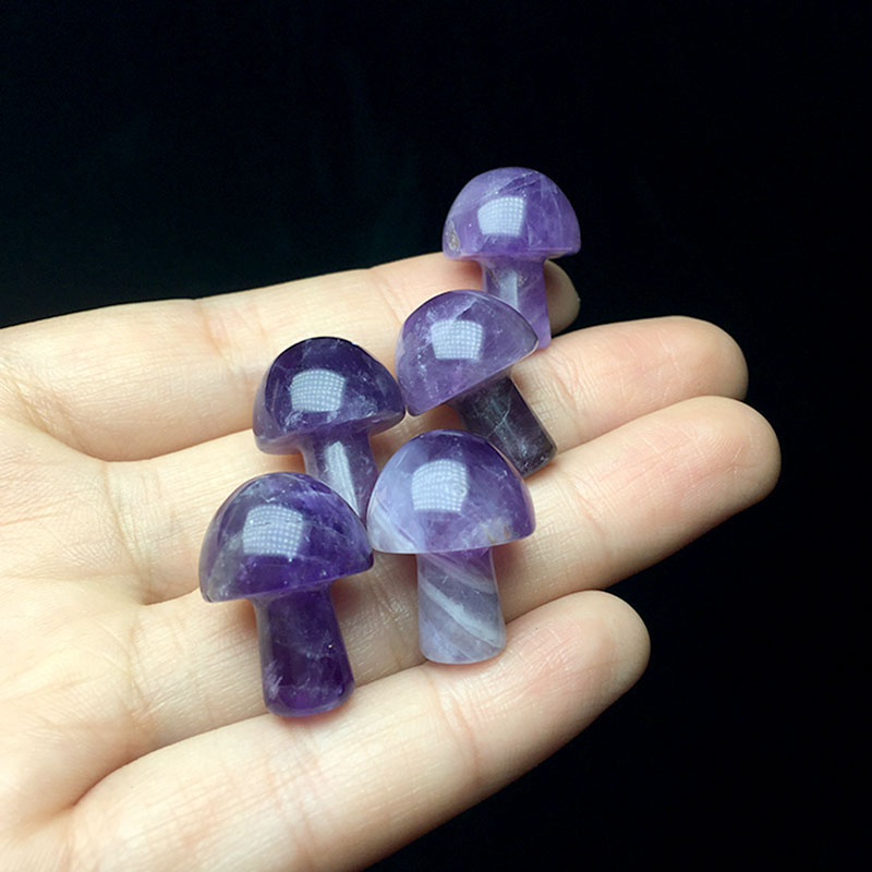 Natural Crystal Carved Amethyst Mushroom Healing Quartz Diy Pendant Jewelry Reiki Stone Wicca Decor Wedding Gift