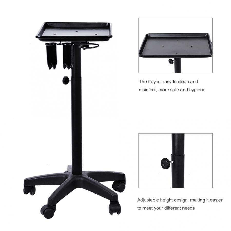 Adjustable Height Rolling Mobile Aluminium Tray Trolley Salon Beauty Hair Tattoo Service Storage Styling Tool