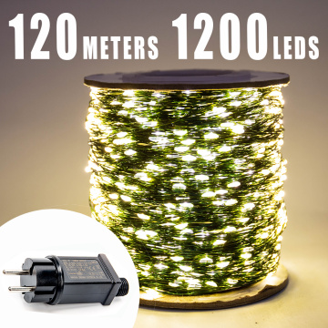 100M 50M 30M Green Wire Outdoor LED String lights Holiday Waterproof Fairy Garland For Christmas Tree Wedding Party Decoration