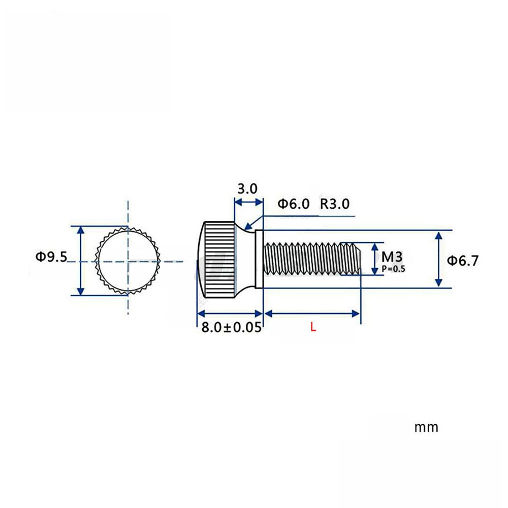 5/10Pcs M3 303 Stainless Steel Arc Head Knurled Thumb Screw Hand Tighten Lock Screws Length 18/20/25mm